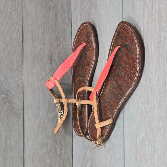 Sam Edelman Womens T strap Leather Thong Sandals Flats shoes sz 8.5M - Picture 1 of 9
